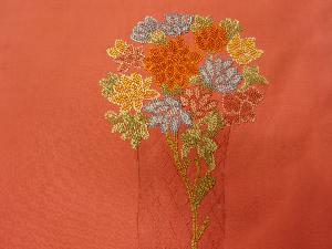 アンティーク　花模様刺繍名古屋帯